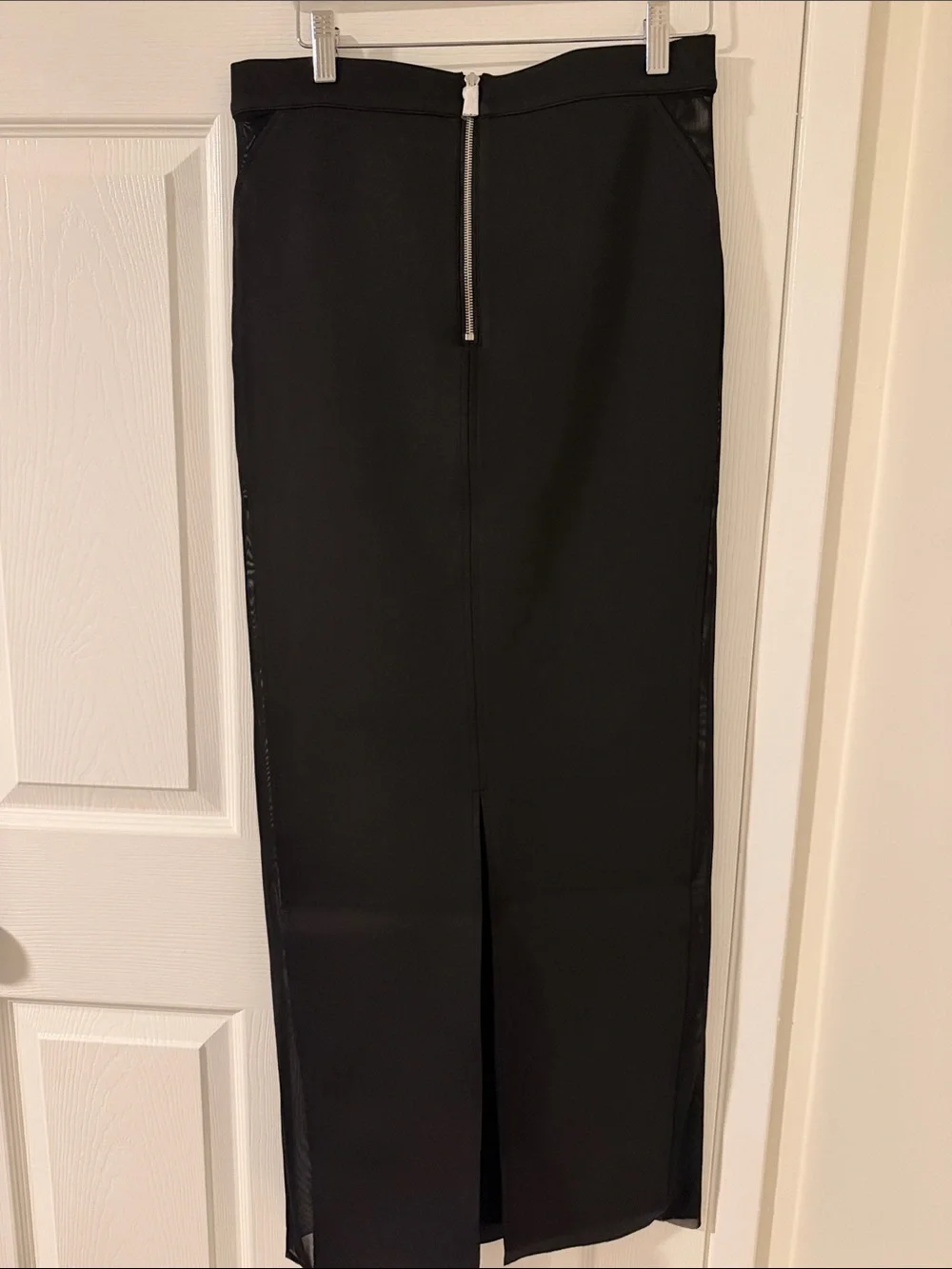 RtA Black Maxi Pencil Skirt with Back Zip and Side Slit